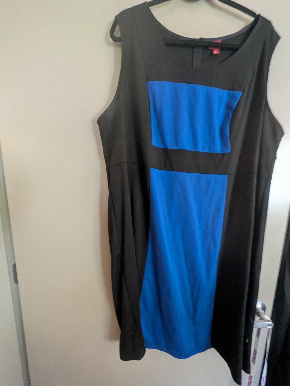 Merona Plus Size color-blocked, black and blue, sleeveless dress 2X